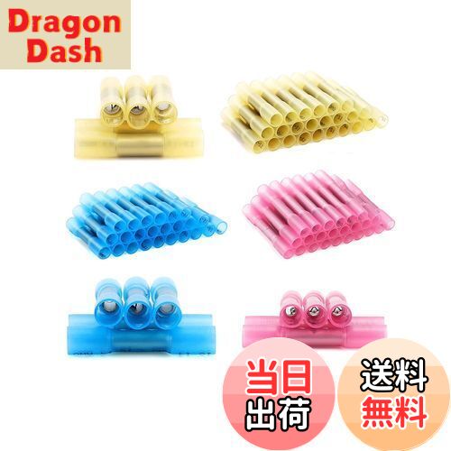 【送料無料】LIKENNY【30pcs】圧着端子 防水形 端子 圧着スリーブ 熱収縮チューブ 絶縁圧着端子 熱収縮ワイヤコネクタ 二層構造 電気絶縁 端子 配線コネクター 圧着 電工系、家電系、船、車、バイクの電装系 （10X赤、10X青、10X黄）