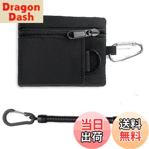 【送料無料】Kaaipee 小銭入れ キーリング付き コインケース カードケース 定期入れ 伸びる カラビナ付き コインワレット ミニ財布 コンパクト ブラック