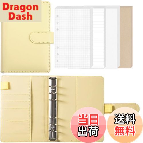 【送料無料】Sitengle A6 バインダー 6穴 予算バインダー PUレザー リフィル80枚付き マグネットバック..