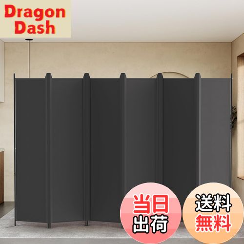 【送料無料】KELIXU パーテーション 間仕切り 6連 自立式 衝立 カバーストリップ付き 高さ1.8m×幅3m 布タイプ 折りたたみ 仕切りパネル 軽量 クロスパーテーション 目隠し 屏風 おしゃれ 組み立て簡単 部屋 オフィス 会議室 (ブラック)