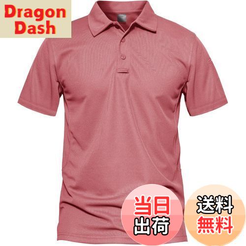 【送料無料】[KEFITEVD] ビジネス ポロシャツ メンズ 半袖 tシャツ 速乾 ゴルフポロ 襟付きシャツ カジュアル 薄手 スポーツtシャツ 無地 涼しい トレーニングウェア ピンクグレー JP XL