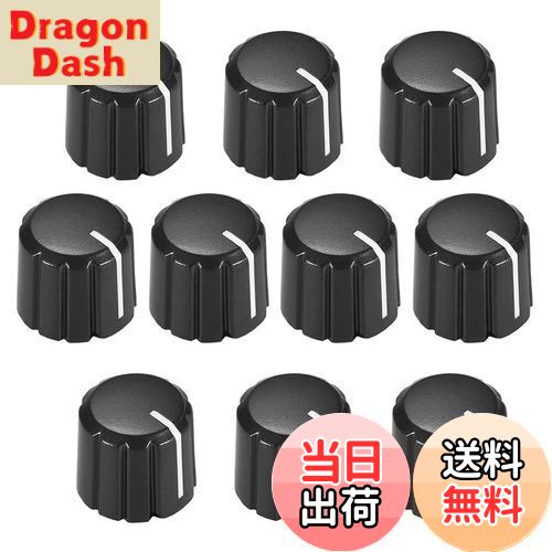 【送料無料】Ahvqevn エレクトリックギター用、ボリュームトーンノブ、10個、ポテンショメータコントロールノブ、ブラックDタイプ6mm