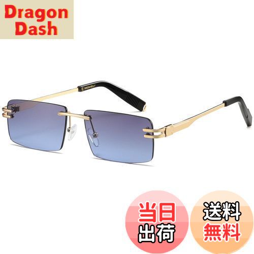 【送料無料】[SHEEN KELLY] 男性用レトロリムレスサングラス女性用長方形超小型フレームサングラスシー..