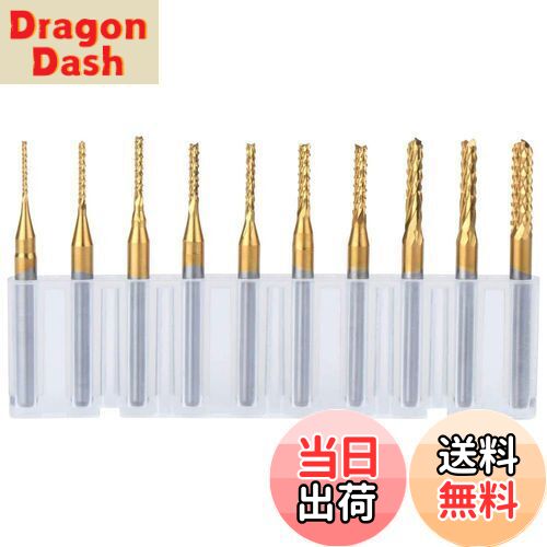 【送料無料】Bestgle 10ピース0.8mm-3.175mmエンドミル 彫刻ビット超硬バータングステンバー リューター ビット チタン・コート・カーバイド ...