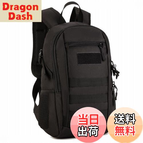 【送料無料】[PHOENIX IKKI] 12L ミニ 軽量 広口開口仕様 耐久性 耐水性 選べる6色 迷彩柄 カジュアル リュックサック アウトドア バックパック かわいい デイパック ブラック