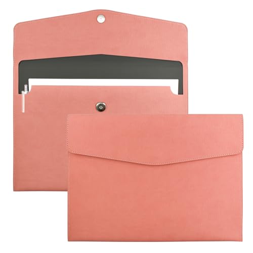 【送料無料】VANRA ファイルフォルダー PUレザー A4レターサイズ ファイルケース ファイルバッグ ドキュメントレター プラスチック封筒 磁気スナップ 大容量 防水 持ち運び簡単 書類ケース 資料 収納 オフィス ビジネス ファイルポーチ