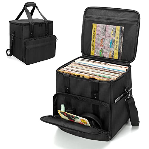 【送料無料】Trunab レコードケース lp用 レコードバッグ 収納 最大60枚 仕切り板付き