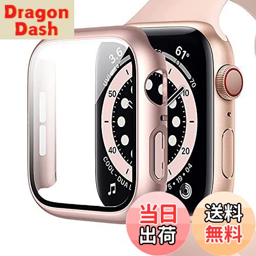 【送料無料】Miimall 対応 Apple Watch 6/SE/4/5 新型一体型ケース 防水 防塵 防曇 44mm 新型ケース アップルウォッチ6 フイルム 金属光沢色 くもり止め スポーツ 電気めっき加工 傷防止 防衝撃 全面保護ケース Apple Watch SE カバー（44mm|ローズゴールド）