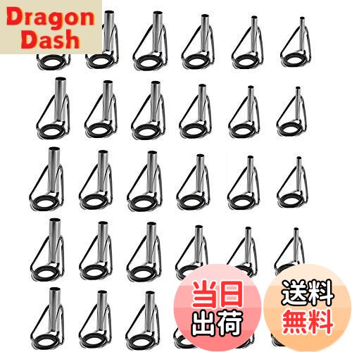 【送料無料】LNJLQW トップガイド ロッドガイド ステンレス 釣り竿 穂先 ロッドの修理 交換 釣竿 30点セット