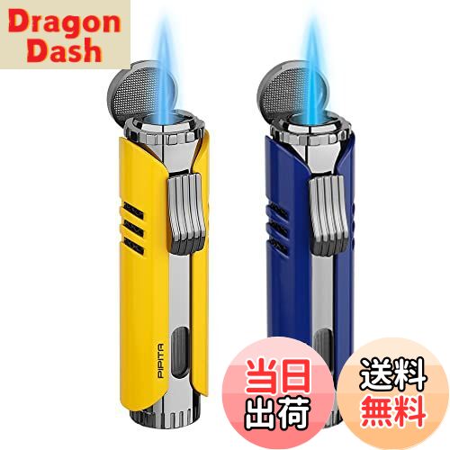 【送料無料】【高い品質】(2個セット) PIPITA 直噴ターボライター キャンドル トーチライター ターボ 注入式 ジェットライター 防風 充填式 ろうそく火起こし 着火用ガスライター（ガスなし） (黄+青)