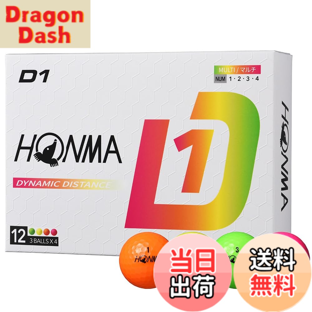 【送料無料】ホンマ(HONMA) 1ダース(12球入) ゴルフ 公認球 D1 Ball 2024 色：マルチ、サイズ：FF