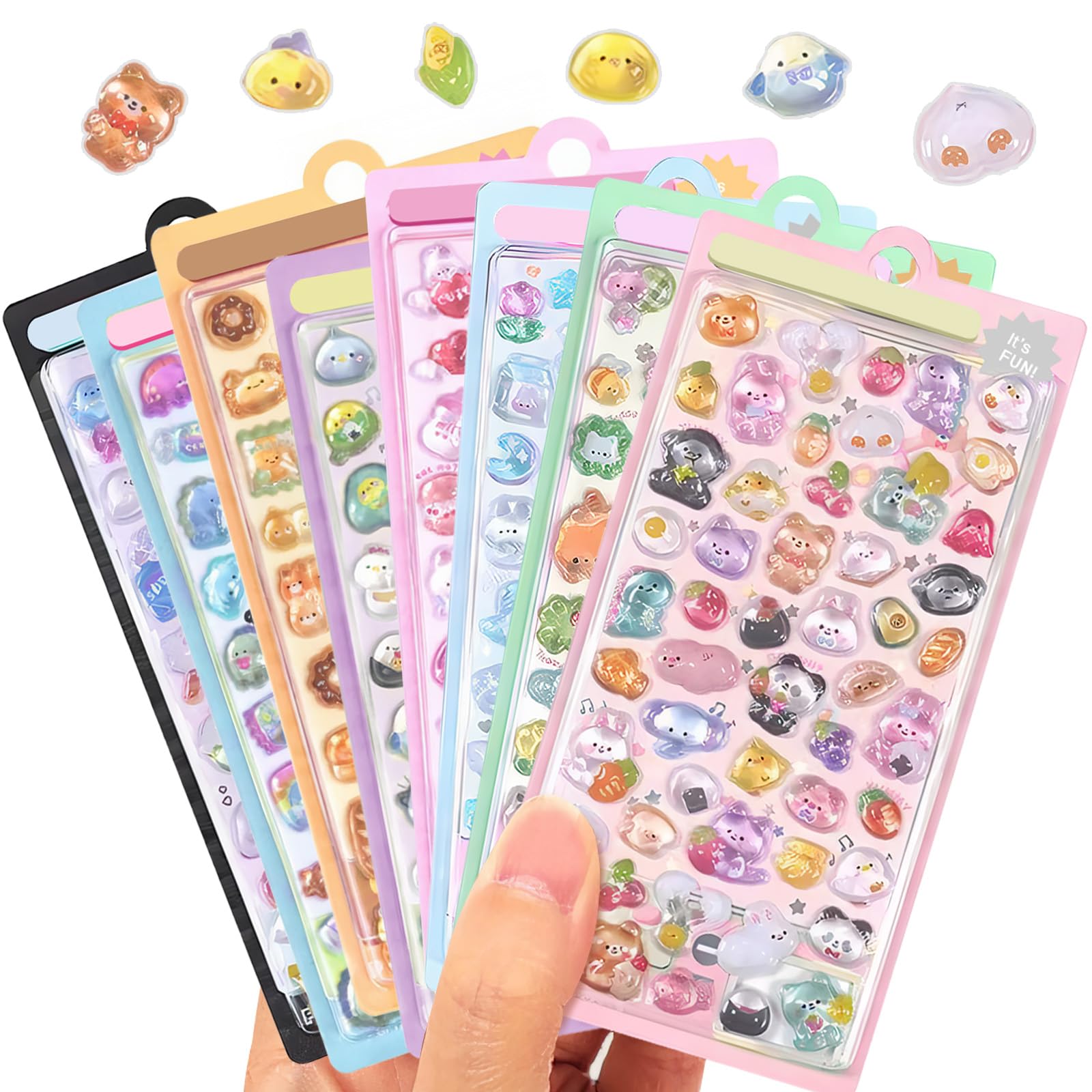 【送料無料】ANZOBEN ぷくぷくシール ぷくぷく ぷっくりシール 立体 かわいい 8枚セット 色：カラフル