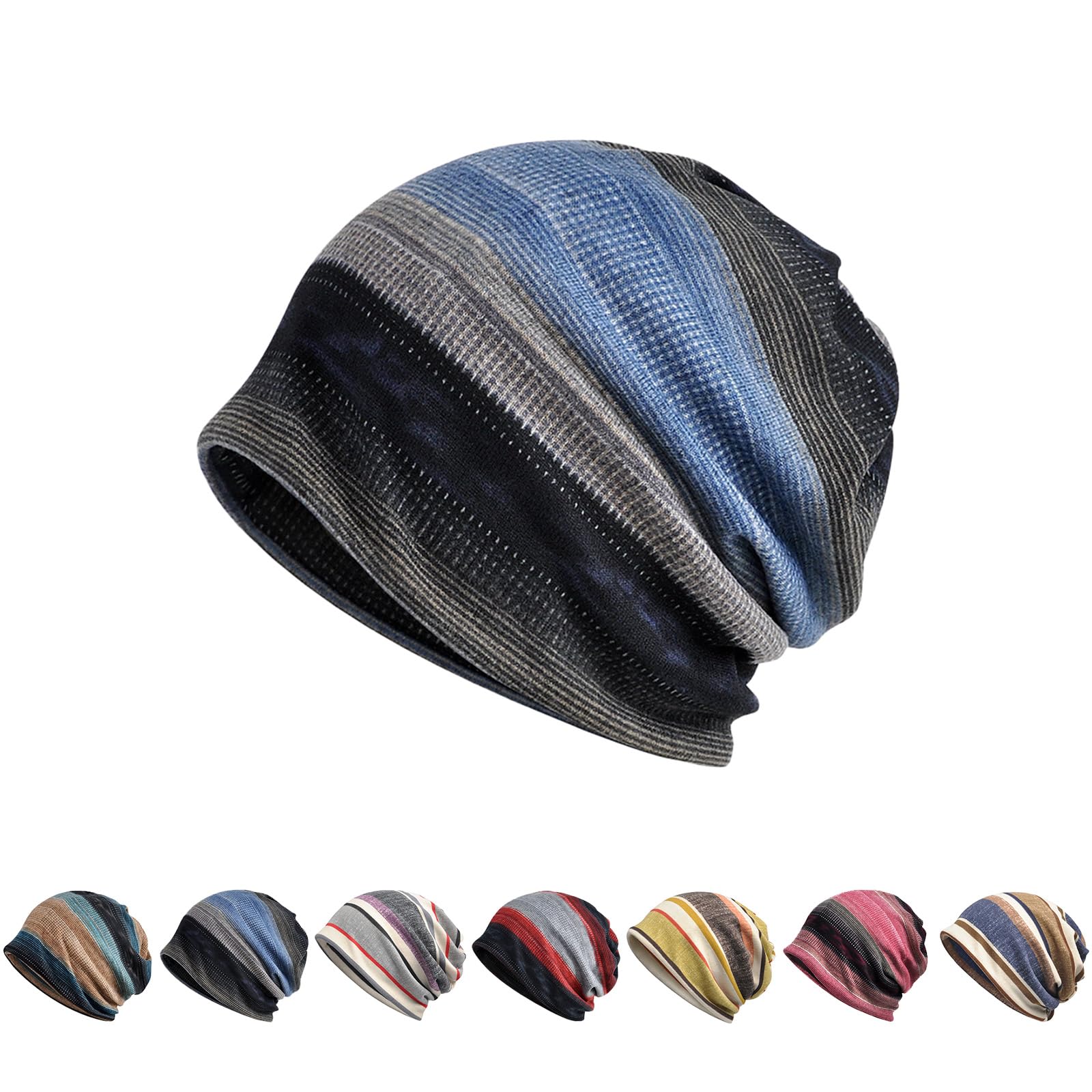 【送料無料】[Karsaer] ニット帽 メンズ レディース 両用ニット 開閉できるトップ ネックゲイター オールシーズン ソフト生地 サマーニット 吸汗通気 肌に優しい ケア帽子 ファション スポーツ/ポッピング/アウトドア 男女兼用 おしゃれ 色：青/灰、サイズ：55.0-59.0 cm