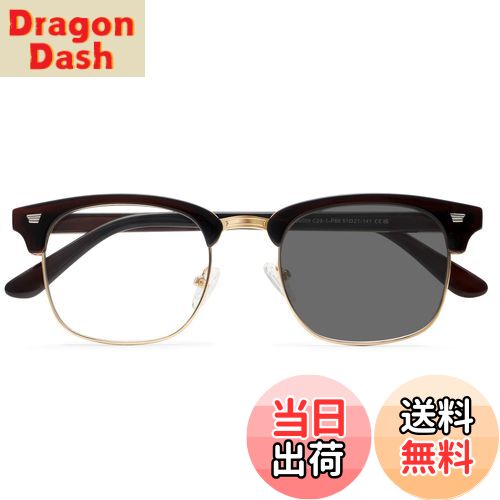 【送料無料】[Dollger] ブルーライトカットメガネ 伊達メガネ 調光サングラス 変色 紫外線カット 度なし 超軽量 おしゃれ パソコン用メガネ メンズ レディーズ 男女兼用 フロストブラック