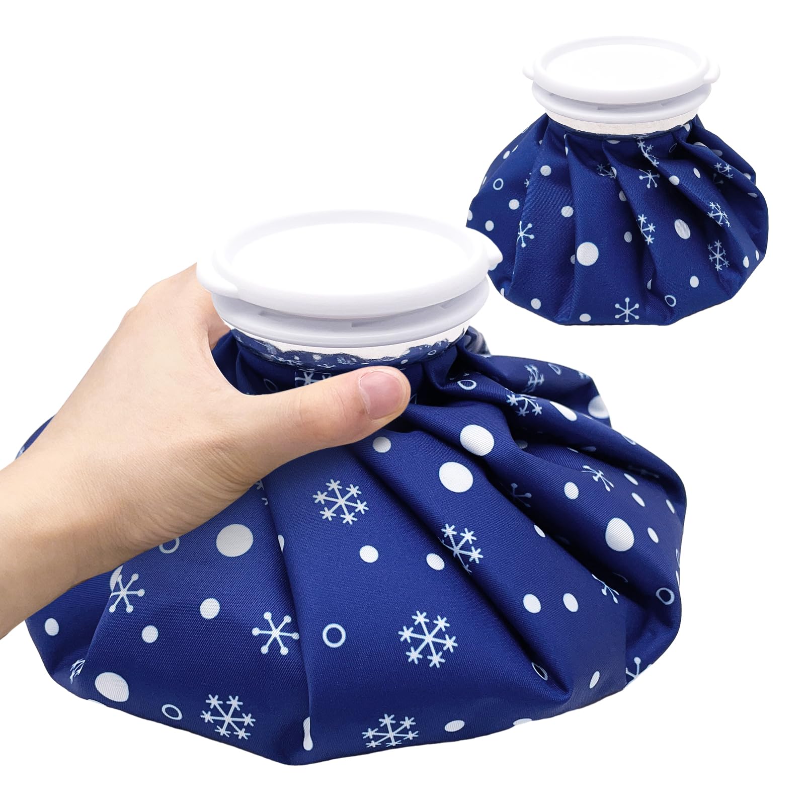 【送料無料】GOKEI アイスバッグ 氷のう 氷嚢 【S+Mセット】 アイシングバッグ 大口径 水漏れ防止 アイス バッグ スポーツ 手首用 肘用 膝用 関節 夏の暑さ対策グッズ スノー・ドット・ブルー