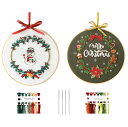 【送料無料】刺繍キット 刺しゅう クリスマス飾り クロスステッチキット 初心者向け DIY 手作り 刺繍枠2本 内径約20CM 刺繍糸 刺繍用布2枚 刺繍工具 ...