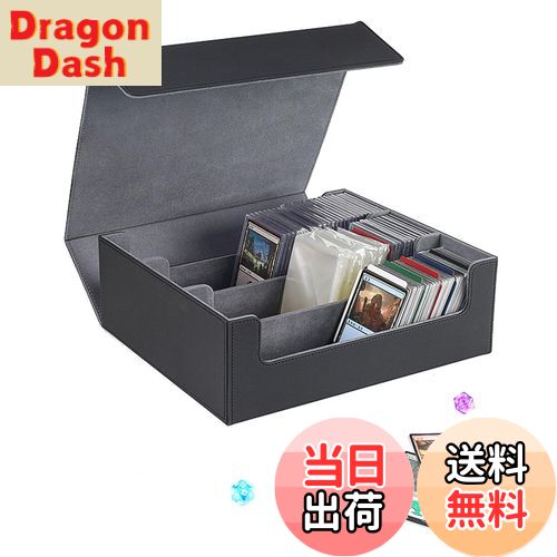 【送料無料】DFsucces デッキケース マグネット式 トレカケース 1800枚収納 大容量 PUレザー製 標準ゲームカード用PUレザーキャビネット 硬質ケース 防水 (ブラック)