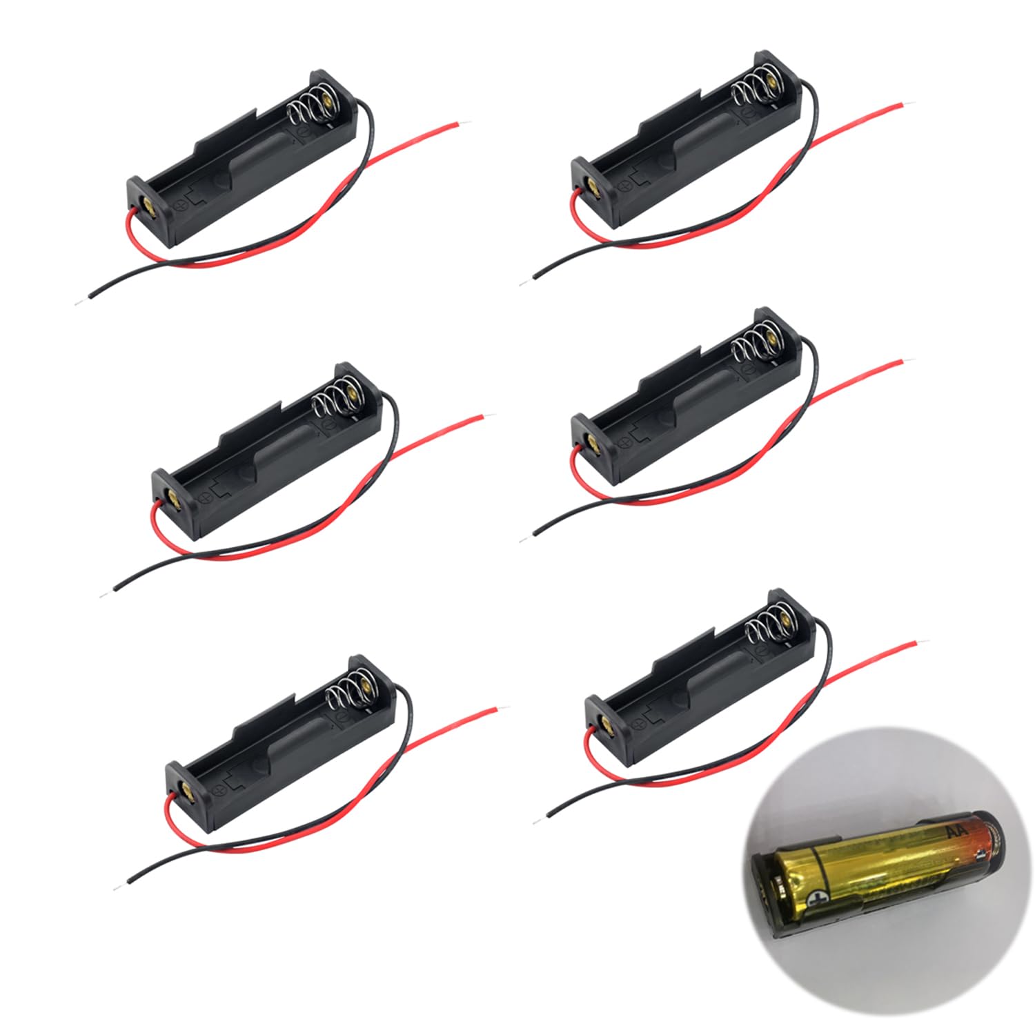 【送料無料】LYHMHAMY 電池ボックス 6個入 単三 1.5V用 AA バッテリーボックス リード付き