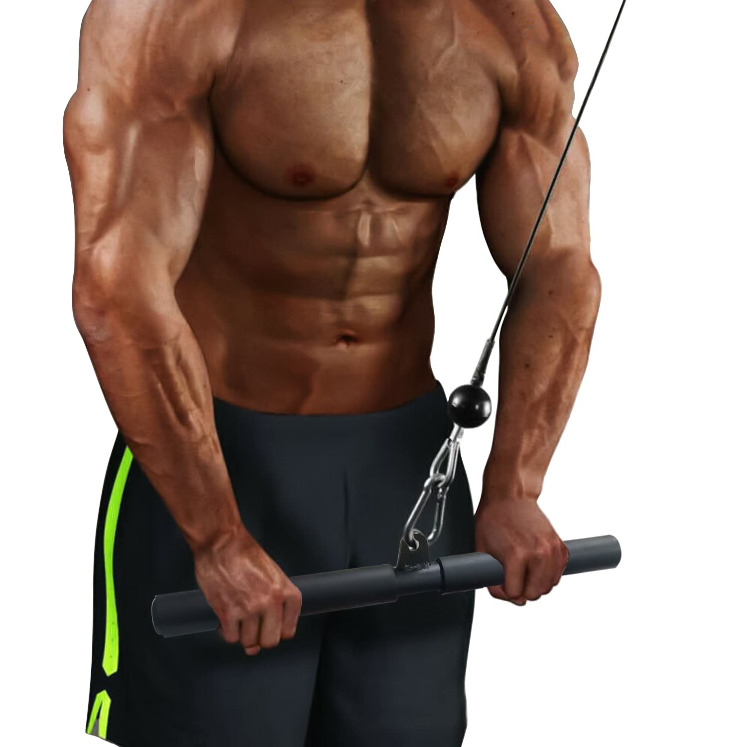 【送料無料】Taeku ストレートバー, LAT プーリーケーブルマシンバー ラバーグリップ付きプレスダウンバー ホームジムバー 筋力トレーニング筋肉増強用 (40CM)