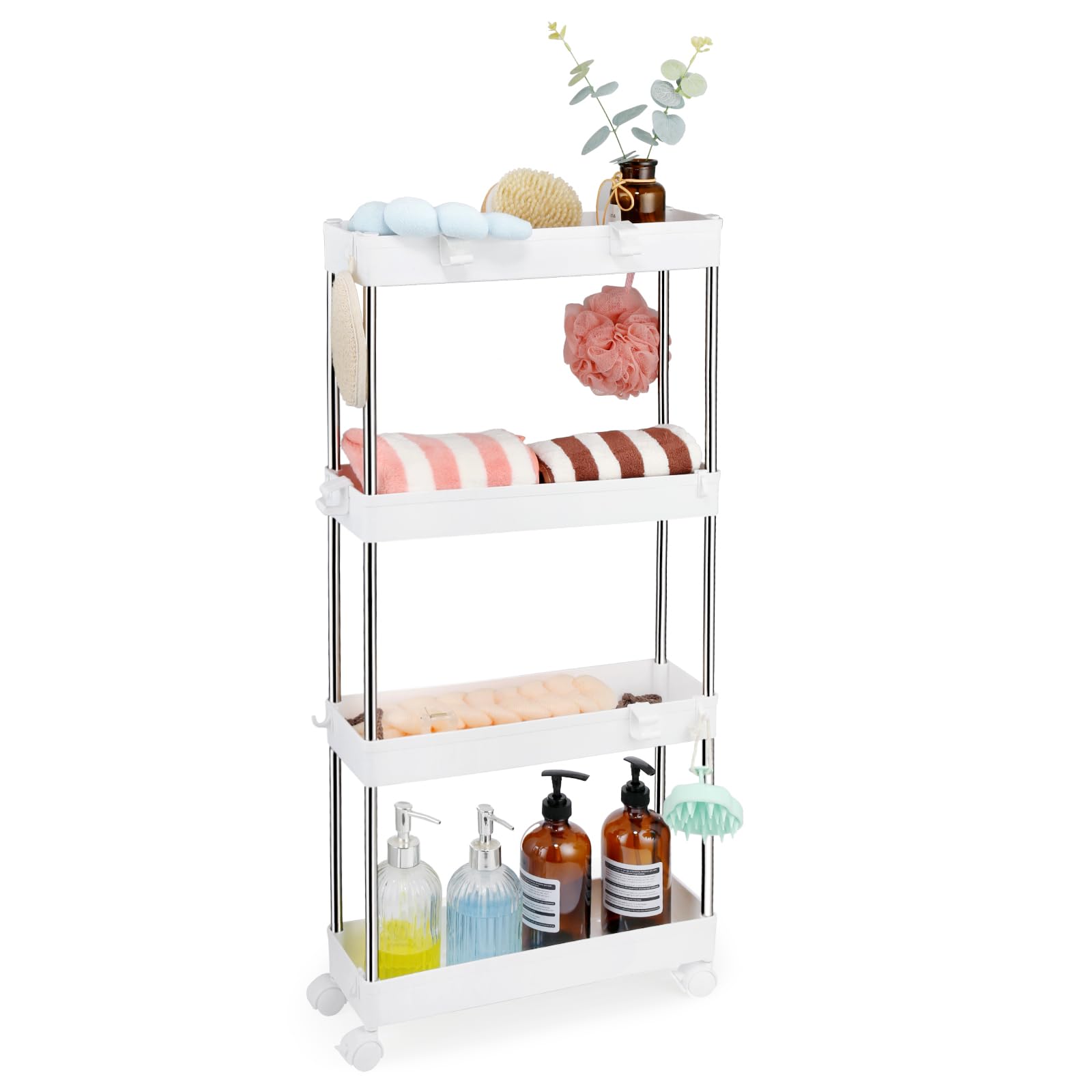 【送料無料】Goowin 隙間収納 12cm キッチンワゴン キャスター付き 4段 スリム 収納ラック キッチン用..