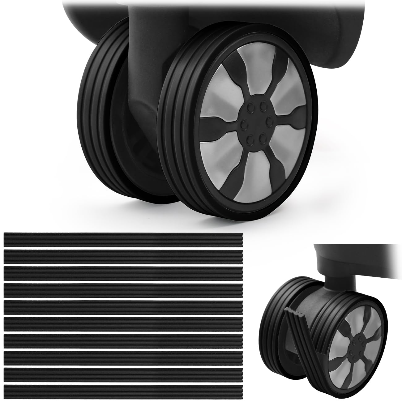 【送料無料】[IUGGAN] キャスターカバー 貼り付け【10個セッド】 キャリーケース 車輪カバー 静音 スーツケース タイヤカバー シリコン カット可能 キズ防止 汚れ転がり防止 キャリーバッグホイールカバー 荷物用ホイールカバー 単輪と二輪に適用