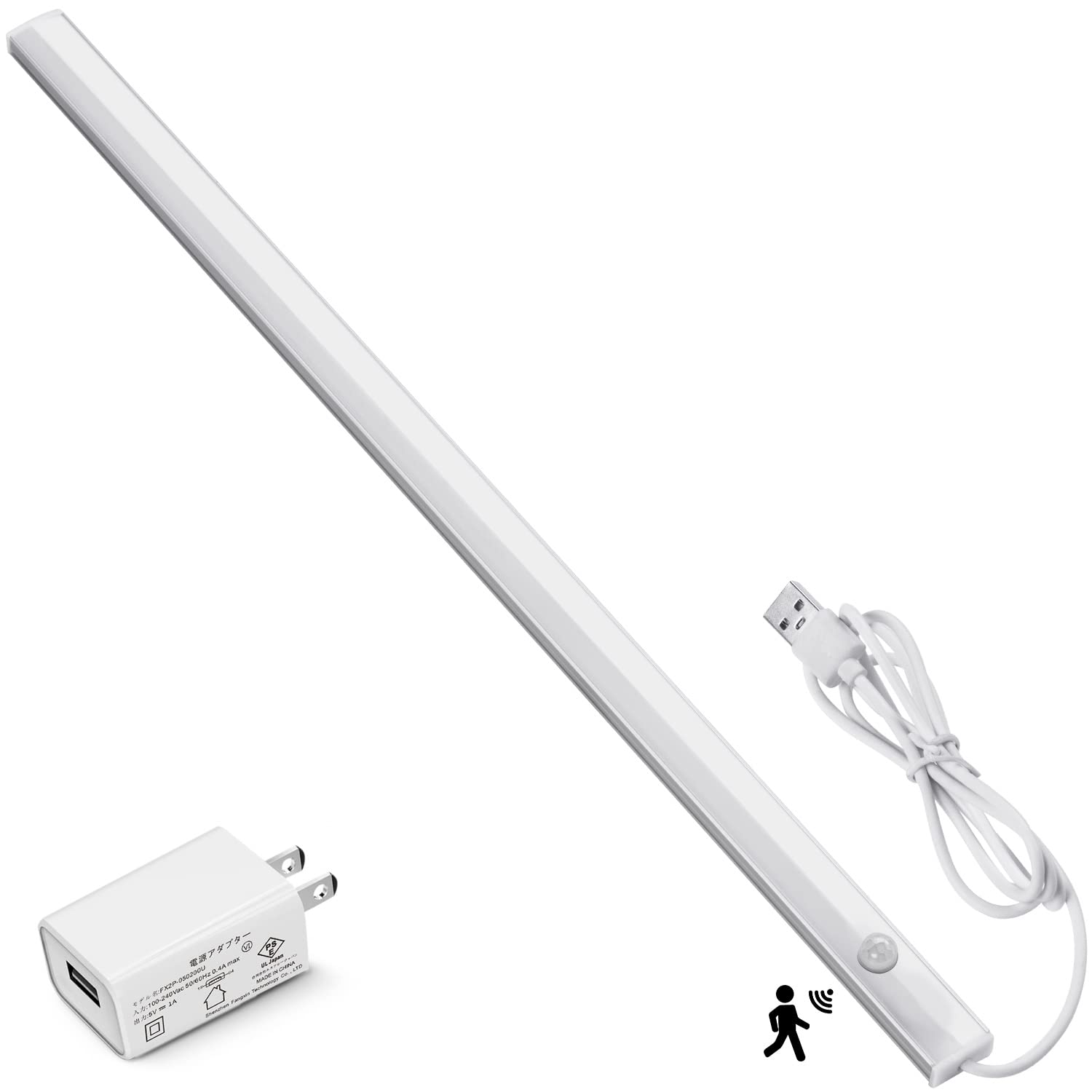 【送料無料】AuyiHomu LEDセンサーライト 室内 コンセント 人感センサー LED バーライト 明るい USB給電 マグネット 35cm 薄型 工事不要 玄関/クローゼット/キッチン/トイレ/階段(昼光色/6000K)