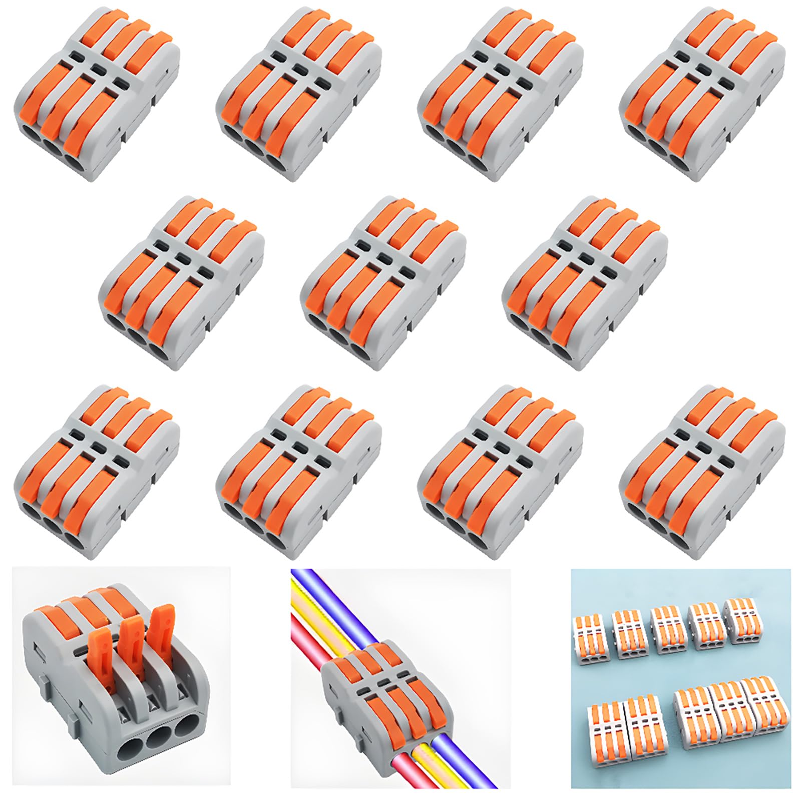 商品情報商品の説明主な仕様 自由な組み合わせ：電気コネクタは、実際のニーズに応じて自由に組み合わせることができます：SPL-6M、SPL-9M、SPL-12M、SPL-15M。 組み合わせと分解は非常に簡単で迅速です。素材：長寿命、アンチエイジングである最高の難燃性絶縁材料変性ナイロンPA66（レバー）/難燃性PC（ハウジング）を選択します。仕様: 定格電圧: 250V /600V;定格電流: 32A.0.08-4mm2 / 28-12 AWG ハードラインに適しており、0.08-2.5 mm2 / 28-14 AWG ソフトラインに適しています用途: シーリングファン、ソケット、スイッチ、車、オートバイ、船、スピーカー、ランプ、電気ボックス、シャンデリア、ライトスイッチ、ファンコントロールなど、通常の家庭用配線のほとんどすべてのゲージで動作します。新しいミニスタイル：サイズ約：29.5mm(L)×18.4mm(W)×13.8mm(H)。 小型で操作が簡単、端子台は再利用可能、電気コネクタの各面にはテストホールがあり、作業効率が向上します。