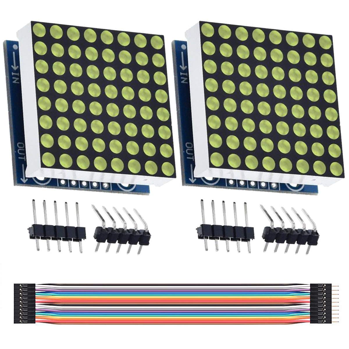 【送料無料】Youmile 2個 MAX7219 8x8ドットマトリックスシングルグリーンライトMCU制御LEDディスプレ..