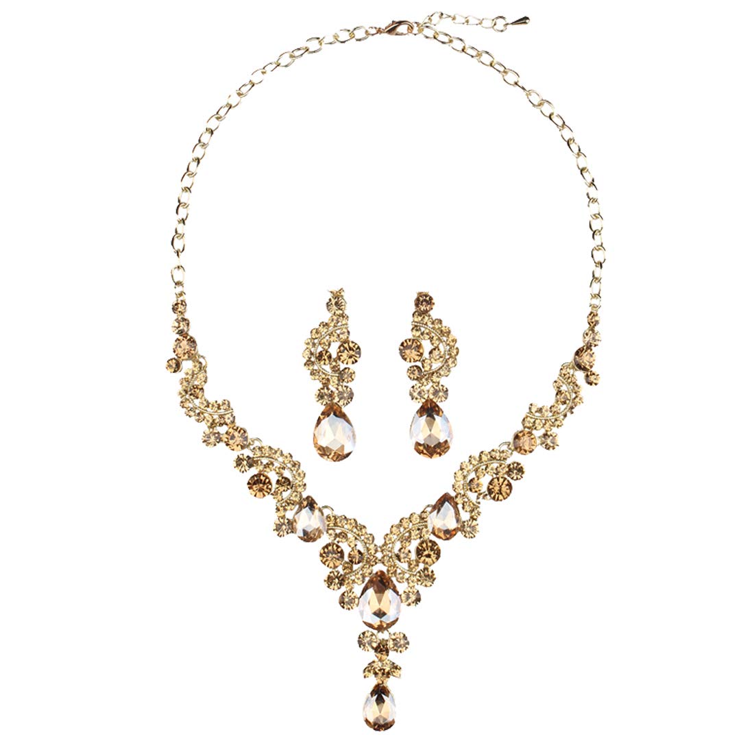 【送料無料】[AVILMORE] クリスタルストーン ネックレス ピアス 2点セット 結婚式 パーティー 発表会 (..