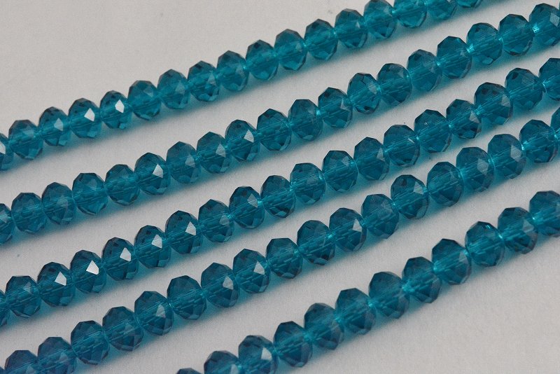 ビーズクラブ ガラスビーズ ボタンカット No.32 6mm 青緑 連売り ビーズパーツ ネックレス ブレスレット