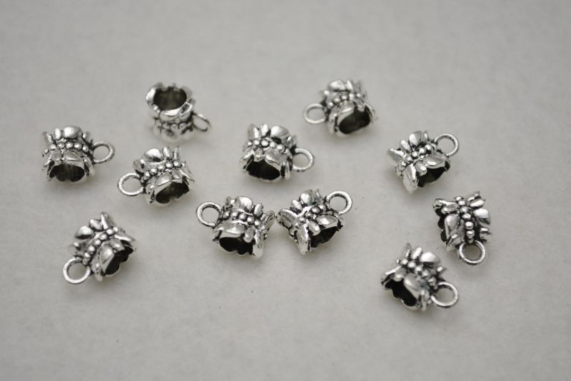 ビーズクラブ チャーム 筒 デザイン シルバー 11mm 20個