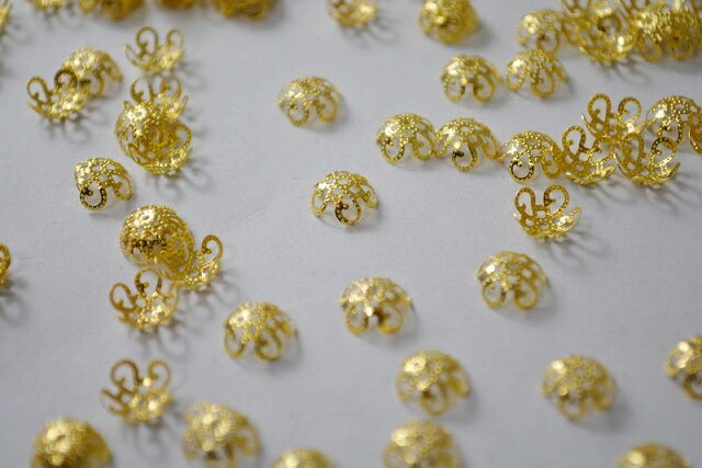 ビーズクラブ 座金 ビーズキャップ かご 小 ゴールド 8mm 50個 金 天然石 パーツ ピアス イヤリング ネックレス ブレスレット ハンドメイドパーツ