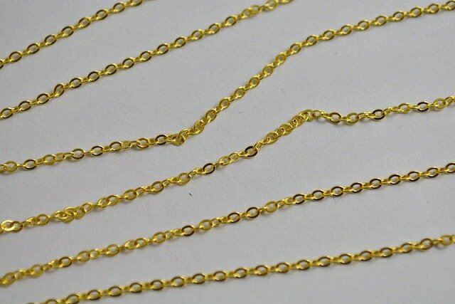 ビーズクラブ チェーン 大小 細 金 0.6mm×1.2mm 2mセット