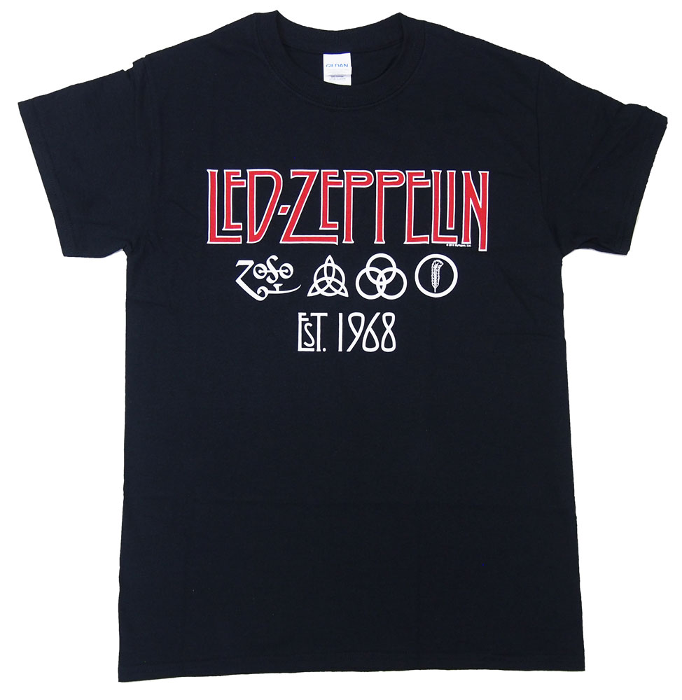 楽天dragtrain／ドラッグトレインレッド ツェッペリン・LED ZEPPELIN・SYMBOLS EST1968・Tシャツ・オフィシャル バンドTシャツ