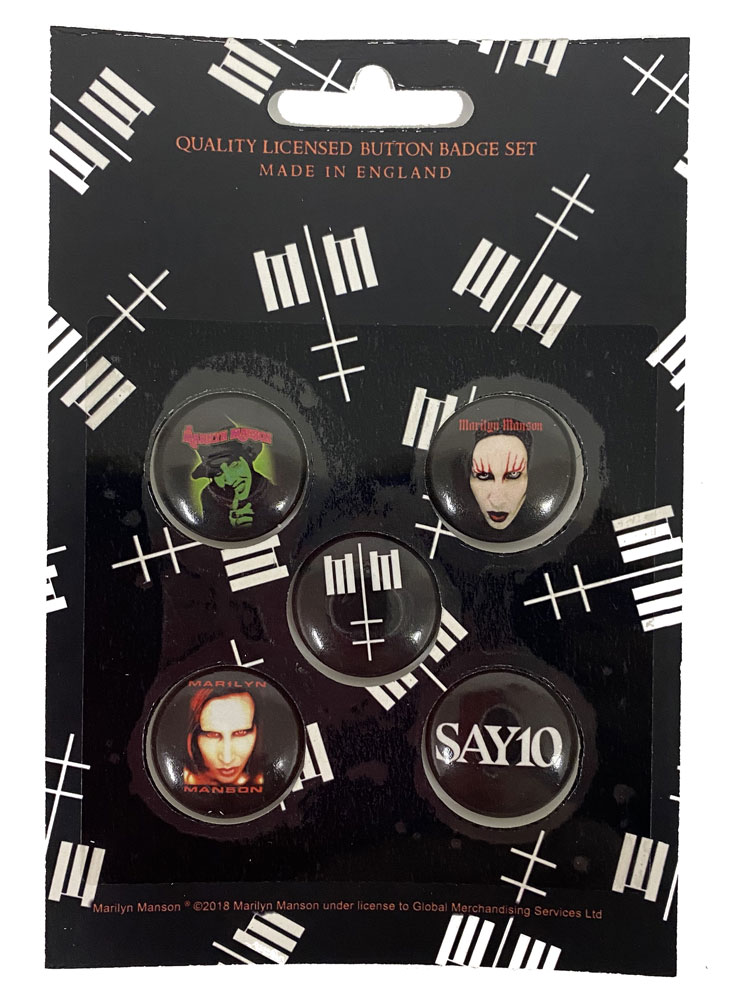 MARILYN MANSON・マリリン マンソン・CROSS LOGO・BUTTON BADGE SET・バッジ・缶バッジセット(5個入り)・オフィシャル商品