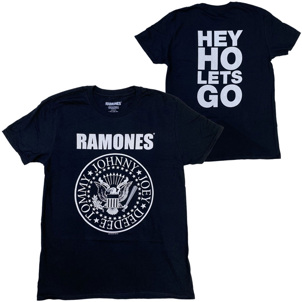 RAMONES・ラモーンズ・HEY HO LETS GO SEAL・バックプリントあり・Tシャツ・バンドTシャツ・オフィシャル ロックTシャツ