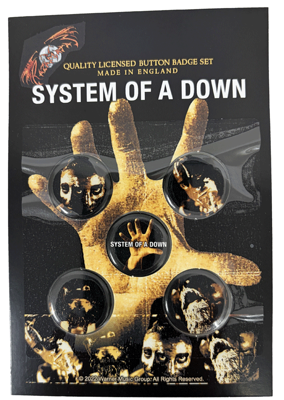 SYSTEM OF A DOWN・システム・オブ・ア・ダウン・HAND・BUTTON BADGE SET・バッジ・缶バッジセット(5個入り)・オフィシャルバッジ