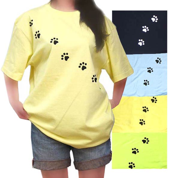福猫シリーズ ネコの足跡Tシャツ ユニセックス 半袖のサムネイル