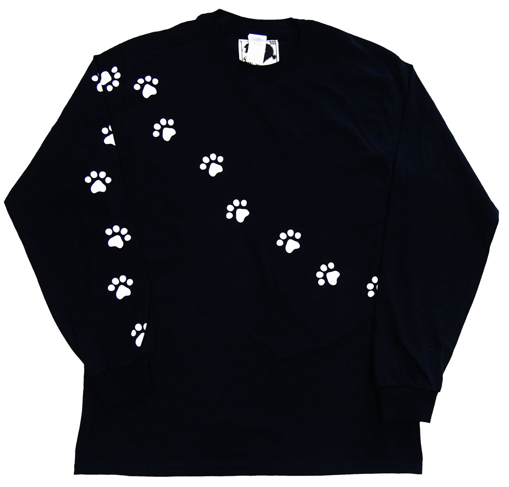福猫シリーズ・ネコの足跡・肉球・長袖・ロングスリーブ・Tシャツ ユニセックス