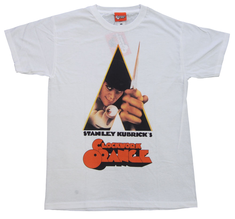 楽天dragtrain／ドラッグトレインA CLOCKWORK ORANGE・時計じかけのオレンジ・POSTER WHITE・UK版・ Tシャツ・映画Tシャツ オフィシャルTシャツ