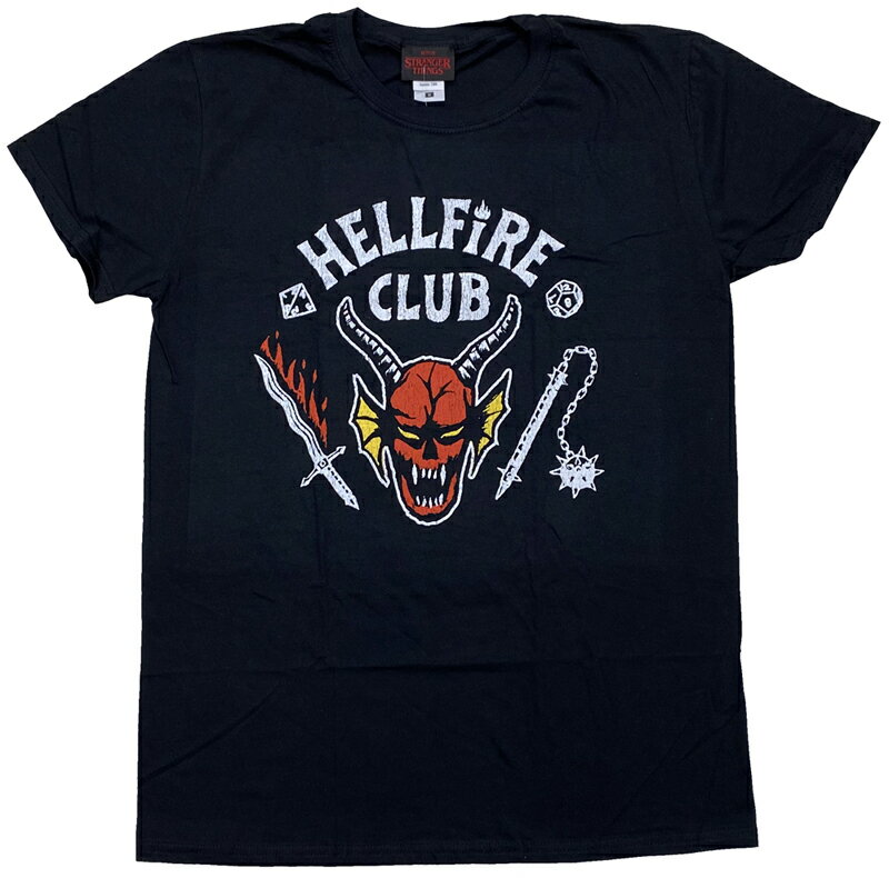 STRANGER THINGS・ストレンジャー・シングス ・HELLFIRE CLUB LOGO・UK版・Tシャツ・ ドラマTシャツ ・オフィシャルTシャツ