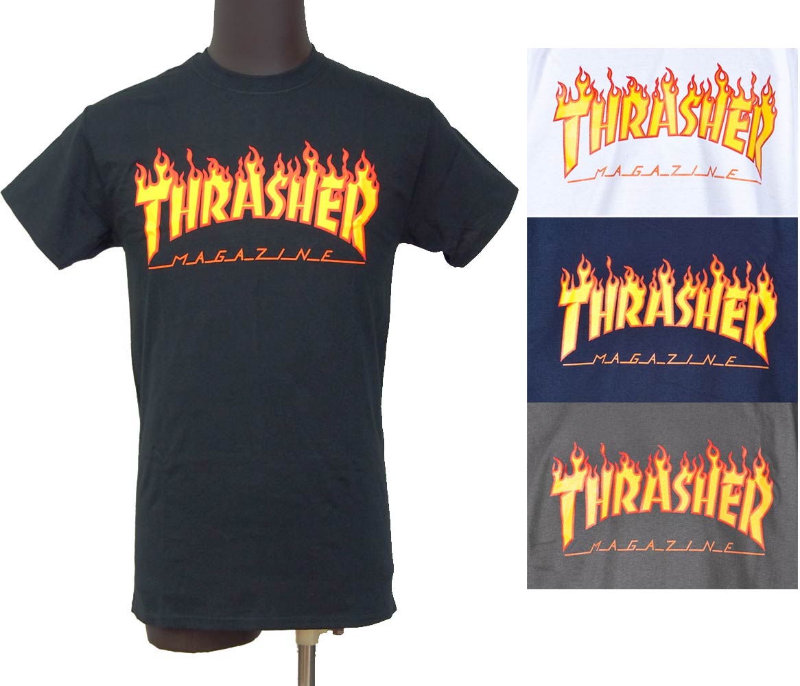 スラッシャー THRASHER FLAME LOGO Tシャツ MAG LOGO ミディアムサイズ ステッカープレゼント 正規品