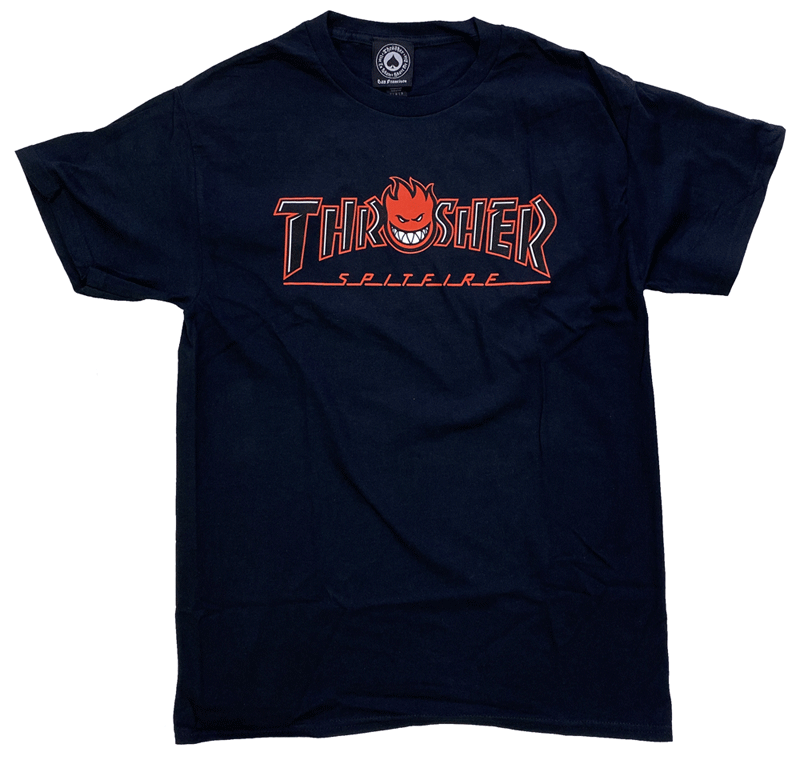 Rakuten - THRASHER MAGAZINE x SPITFIRE・スラッシャー・スピットファイアー・コラボ・BIG HEAD・ブラック・Tシャツ・正規品