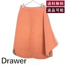 【中古】ドゥロワー Drawer ダブルフェイスアシンメトリースカート ラップスカート ひざ丈 サーモンピンク ベージュ 送料無料 6524-299-1395 ...