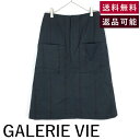 【中古】ギャルリーヴィー GALERIE VIE スカート ひざ丈 台形スカート ストライプ パッチポケット ネイビー 紺×黒 送料無料 コットン100% g1...