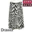 【中古】ドゥロワー Drawer ゼブラプリントプリーツスカート シルク すけ感 ホワイト×ダークブラウン 送料無料 6524-299-1357 g1227y0...