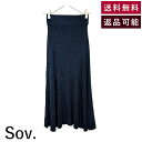 【中古】ソブ SOV. リブニットフレアスカート ブルーラメ ウエストゴム ネイビー 紺 送料無料 0302-201-203 h0122m021 返品可 古着 ...