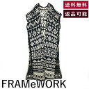 【中古】フレームワーク FRAMeWORK ロングカーディガン ジレ 柄 ノースリーブ ブラック ホワイト 黒 白 送料無料 17-080-250-0012-3-0 h0122m051 返品可 古着 中古 ブランド古着DB