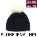 【中古】HPI スローブイエナ SLOBE IENA 畦編みニット帽 ビーニー ファー ポンポン 黒 白 送料無料 15-095-913-0011-3-0 h0...