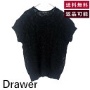 【中古】ドゥロワー Drawer リネンニット 透かし模様 ラメ糸 半袖 透け感 ブラック 黒 送料無料 6518-299-0204 h0430m012 返品可 古着 中古 ブランド古着DB(4)